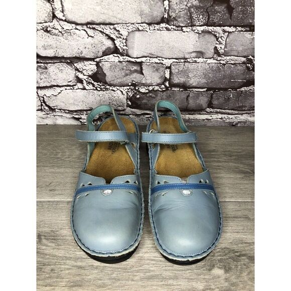 Naot Sky Blue Leather Mary Jane Strap Clogs Comfort Shoes Women Sz 38EU/7.5M US - Picture 2 of 16
